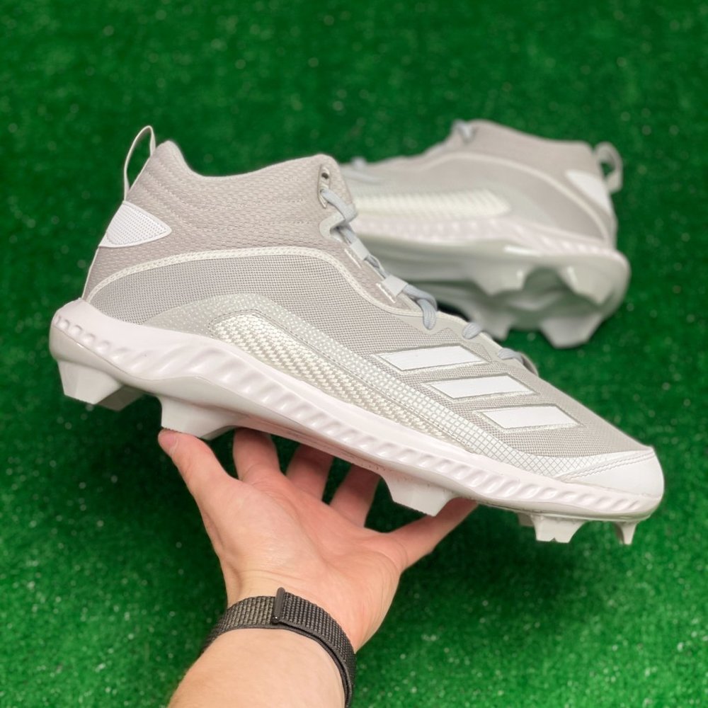 Adidas Icon 6 Bounce MID TPU Mens Baseball Cleats Gray White FV6198 NEW Sz 13.5